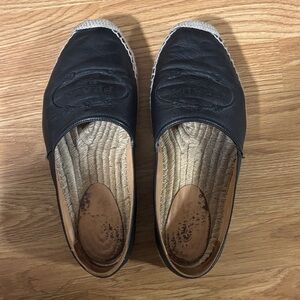 Prada Black Leather Espadrilles